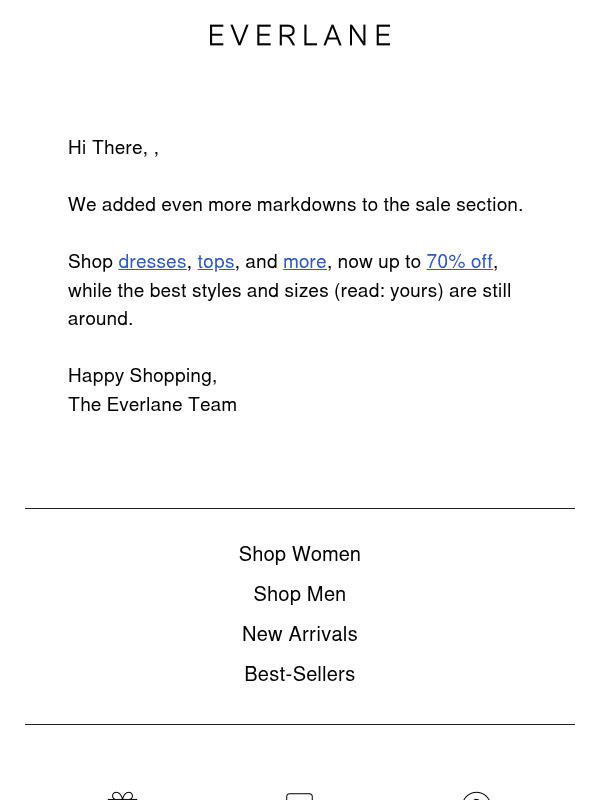 Newsletter preview: More Styles at up to 70% Off