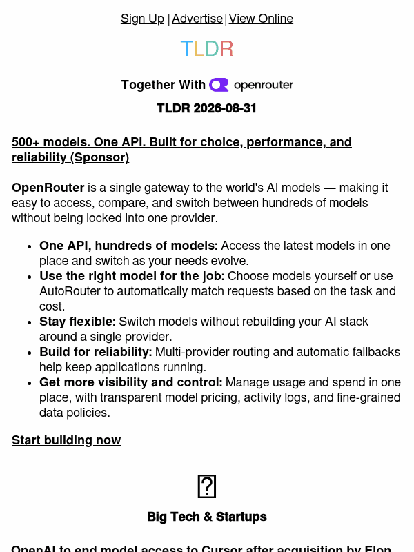 Newsletter preview: OpenAI blocks Cursor 🚫, Apple's new CEO 🍎, GitHub Agentic Workflows 👨‍💻