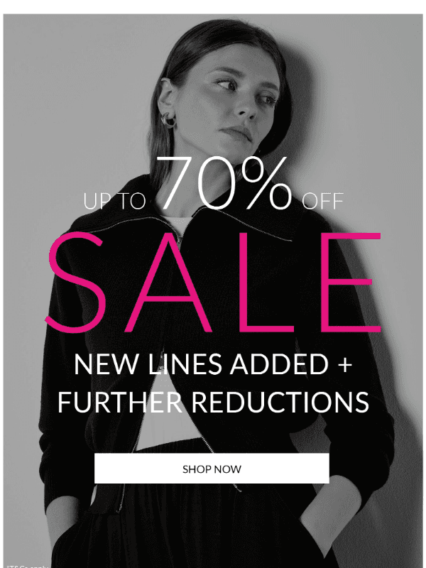 Newsletter preview: Further Reductions - Up To 70% Off Sale