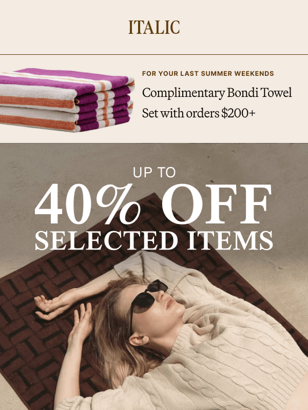 Newsletter preview: Labor Day Sale: Up to 40% Off Sitewide