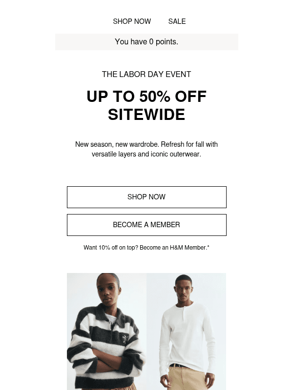 Newsletter preview: Labor Day Event: Up to 50% off starts now