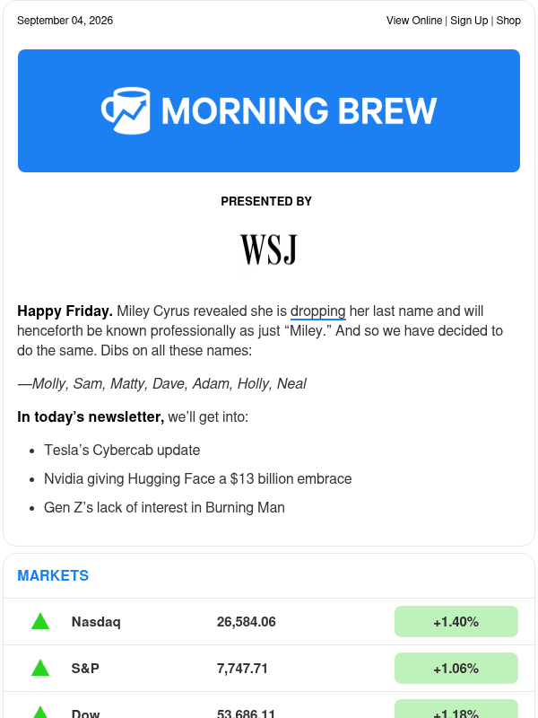 Newsletter preview: ☕️ Hello, Cybercab