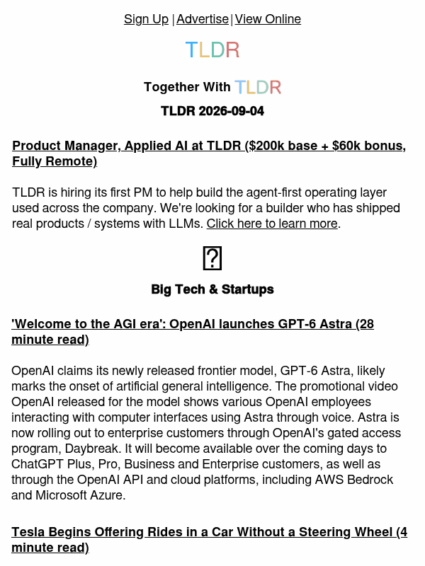 Newsletter preview: GPT-6 🤖, Cybercab 🚕, Meta Project OT 👨‍💻