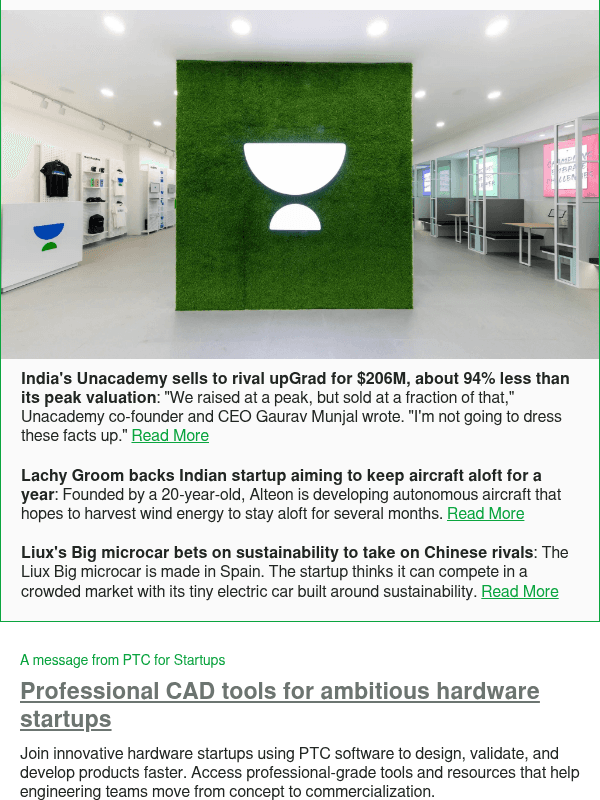 Newsletter preview: India's Unacademy sells to rival upGrad for $206M, about 94% less than its peak valuation