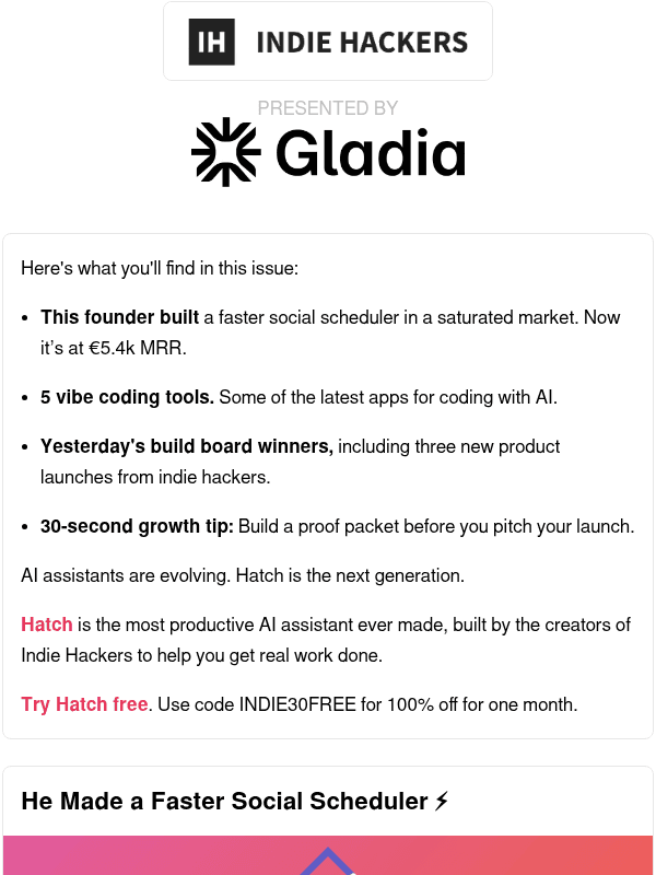 Newsletter preview: 🗞️ What's New: $6.3k MRR in a saturated market, get proof before launching, indie hacking for ambitious products?