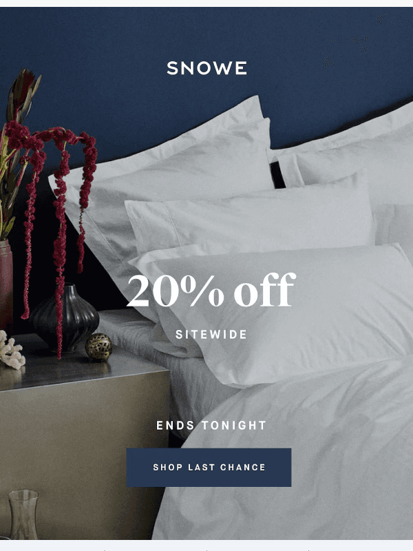 Newsletter preview: 20% off sitewide ends tonight