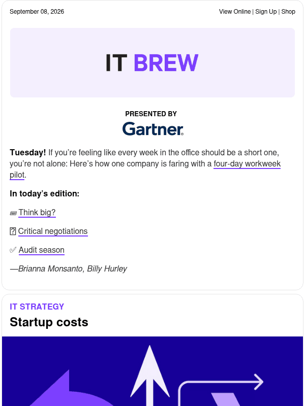 Newsletter preview: ☕ Go big or go startup?