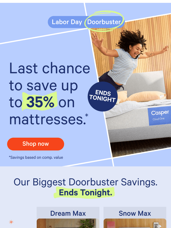 Newsletter preview: Final hours to shop our Labor Day Doorbuster.