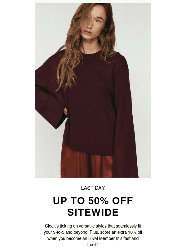 Newsletter preview: Up to 50% off ends tonight