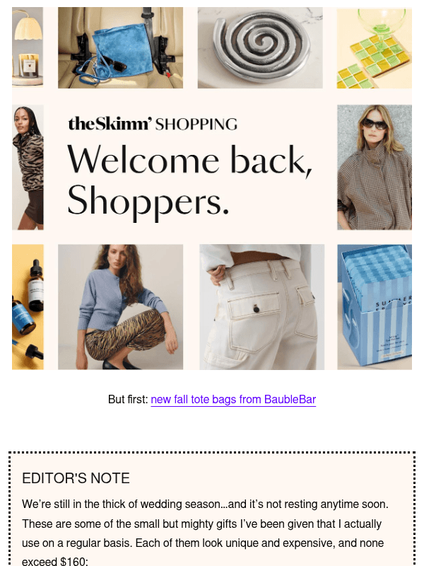Newsletter preview: Wedding gifts they’ll actually use, a Rails sale, and more