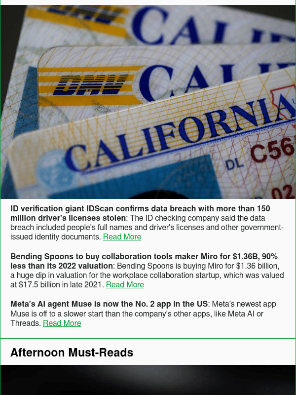 Newsletter preview: ID verification giant IDScan confirms data breach with more than 150 million driver's licenses stolen