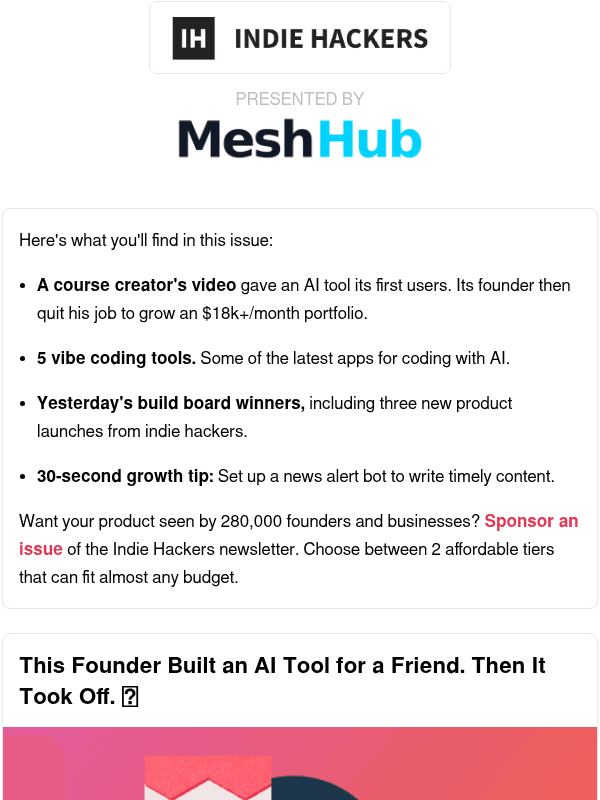 Newsletter preview: 🗞️ What's New: $18k/mo from a friend’s video, 392 backlinks from news, money vs wealth vs poverty