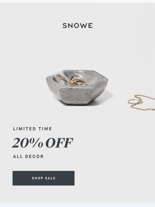 Newsletter preview: 20% off all Decor starts now