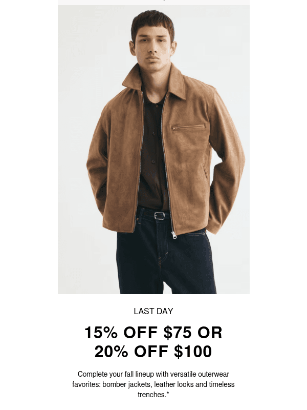 Newsletter preview: Last day: 20% or 15% off fall things