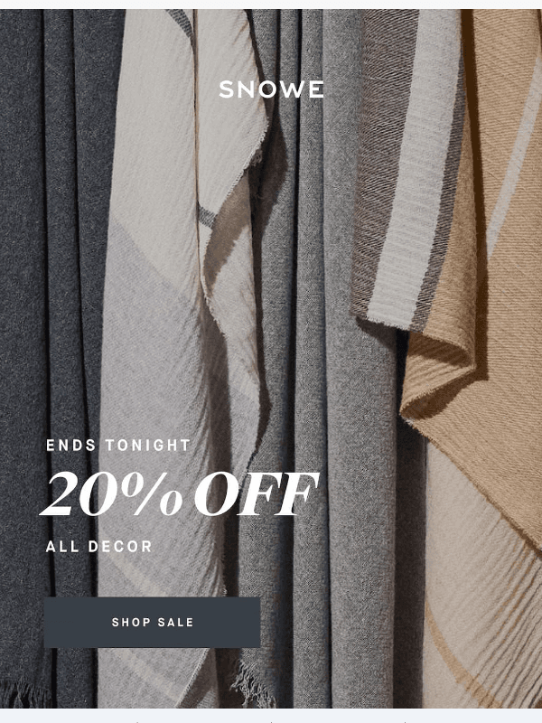 Newsletter preview: 20% off all Decor ends tonight
