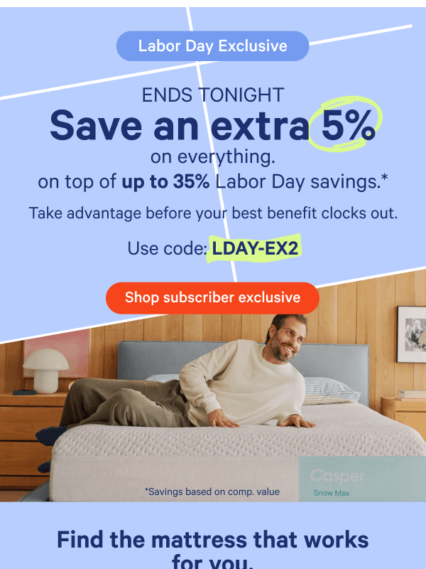 Newsletter preview: Extra 5% Ends Tonight. Don't Miss It.