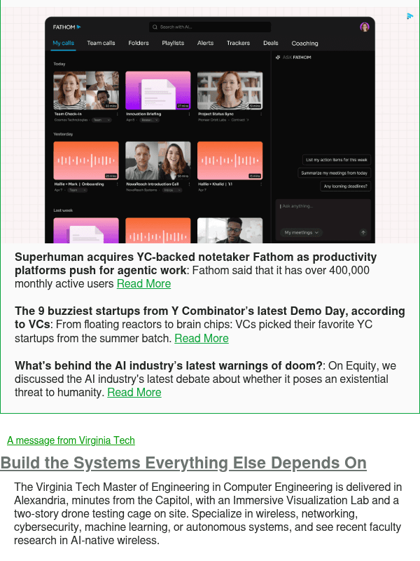 Newsletter preview: Superhuman acquires YC-backed notetaker Fathom as productivity platforms push for agentic work