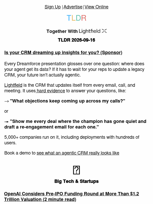 Newsletter preview: OpenAI eyes $1.2T 👀, Starlink v3 🚀, Zuckerberg vs Anthropic 📝