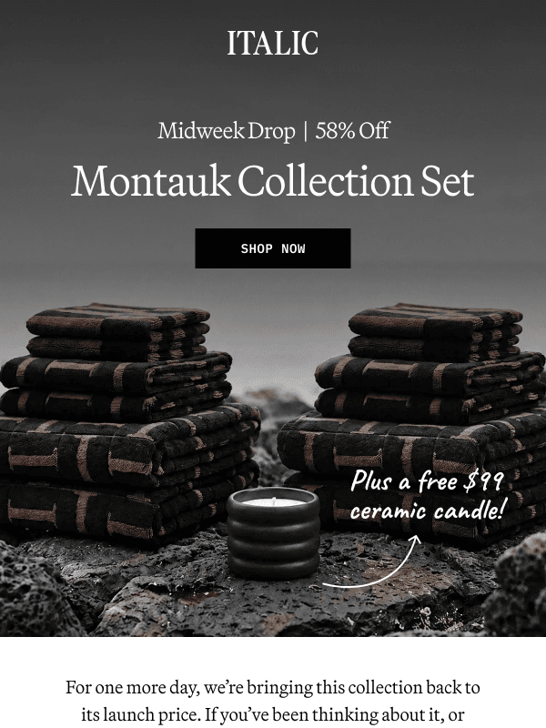 Newsletter preview: Midweek Drop: Montauk Set + Free Candle