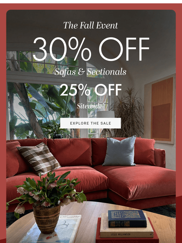 Newsletter preview: 👀 Want 30% off your sofa or sectional?