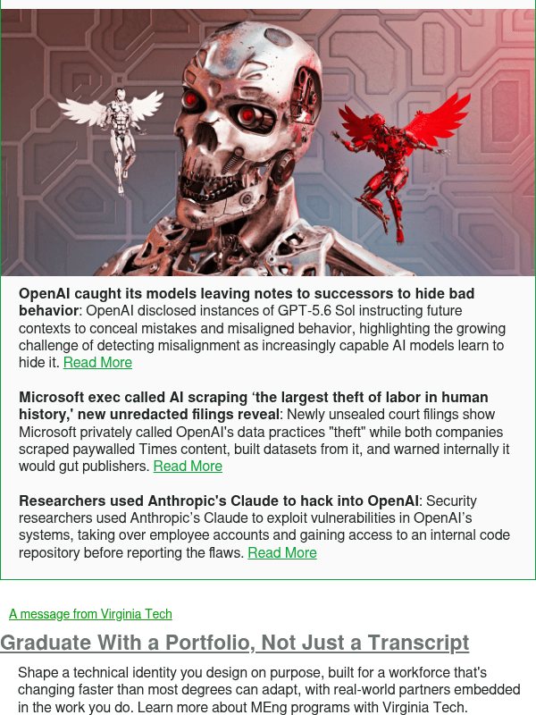 Newsletter preview: OpenAI caught its models leaving notes to successors to hide bad behavior