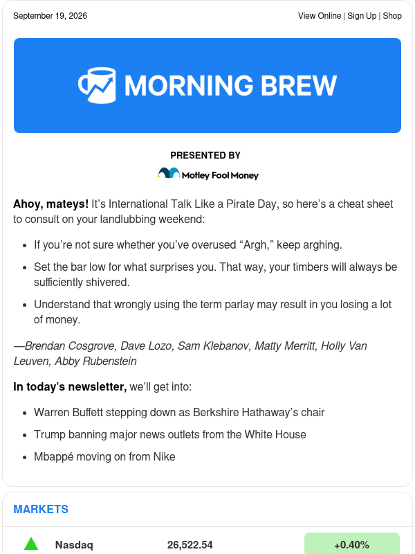 Newsletter preview: ☕️ Buffett’s Berkshire goodbye