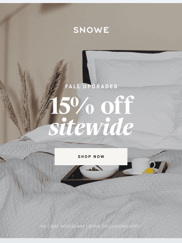 Newsletter preview: Upgrade to fall: here's 15% off sitewide for a limited time