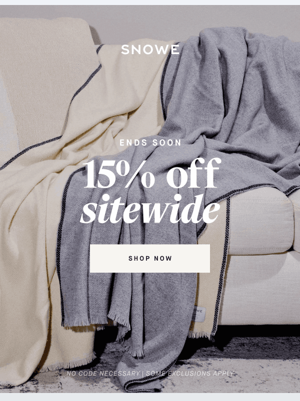 Newsletter preview: 15% off everything ends soon