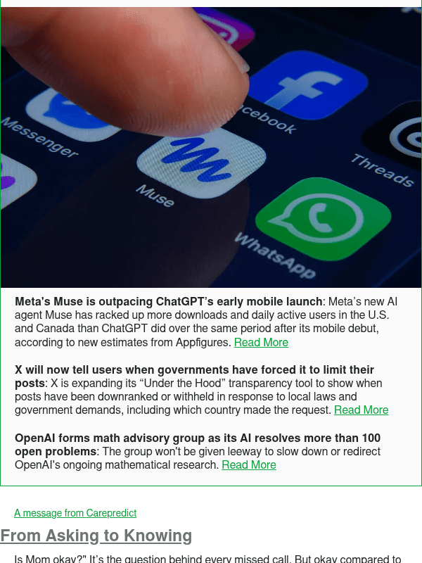 Newsletter preview: Meta's Muse is outpacing ChatGPT’s early mobile launch