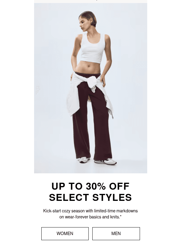 Newsletter preview: Up to 30% off is so fall-coded