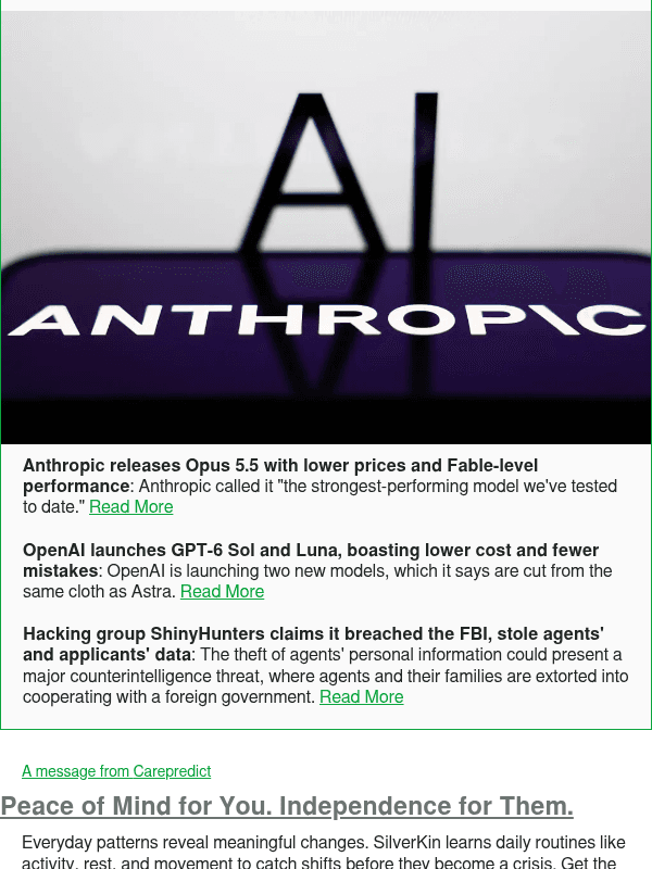 Newsletter preview: Anthropic releases Opus 5.5 with lower prices and Fable-level performance