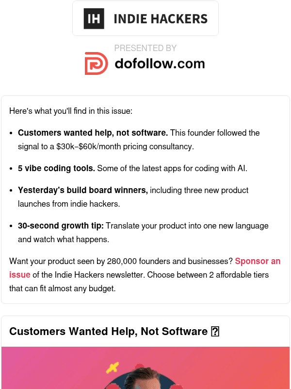 Newsletter preview: 🗞️ What's New: SaaS to $60k/month consulting, Thai users up 500%, knowing vs doing