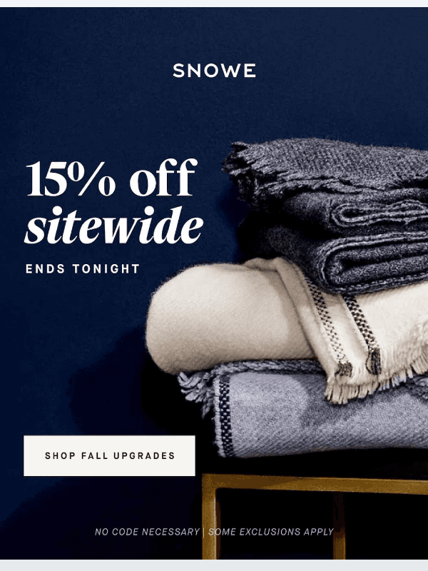 Newsletter preview: Final hours to get 15% off everything