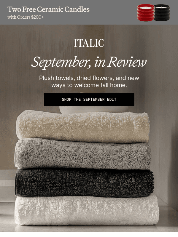 Newsletter preview: Get Two Free Ceramic Candles