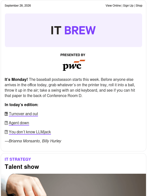 Newsletter preview: ☕️ Retain and gain