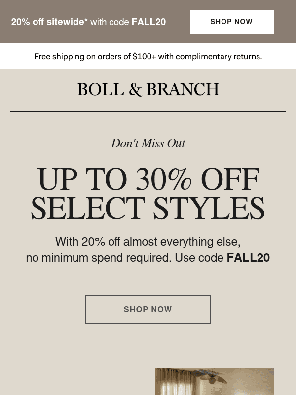 Newsletter preview: Up to 30% off select styles