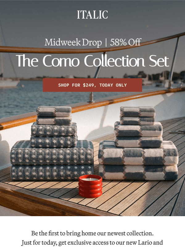 Newsletter preview: Midweek Drop: NEW Como Set + Free Candle