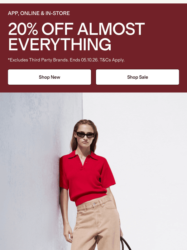 Newsletter preview: 20% Off Almost Everything