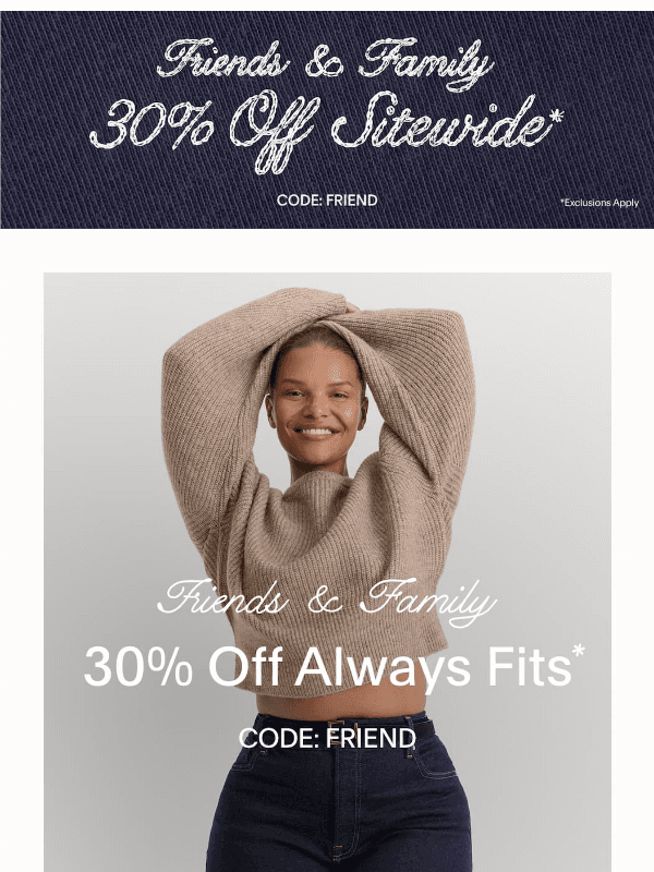 Newsletter preview: Always Fits, now 30% off