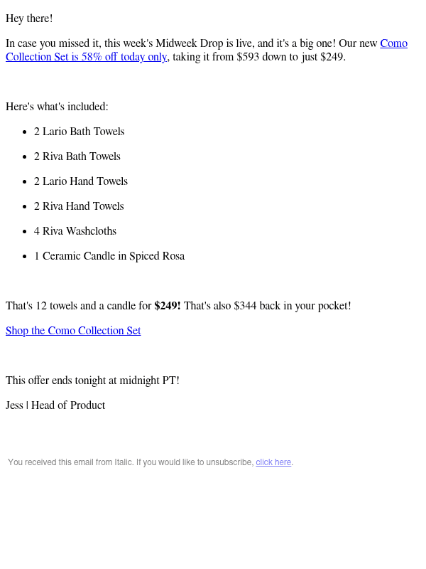 Newsletter preview: ICYMI: 58% off Como Collection Set