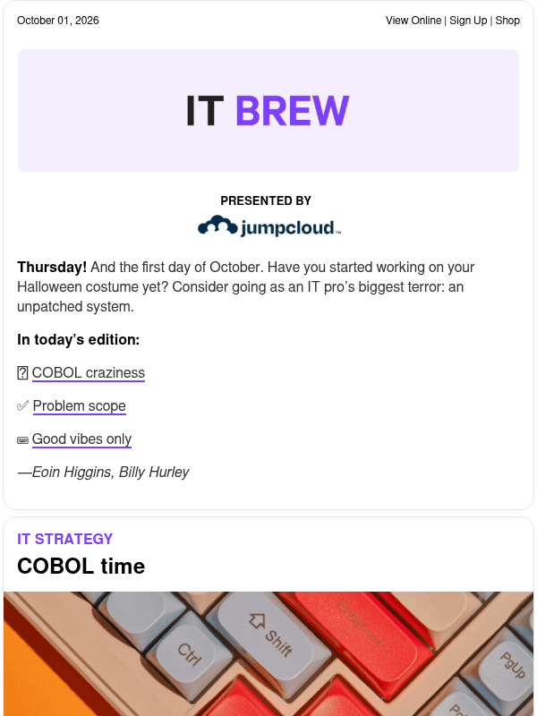 Newsletter preview: ☕️ Ctrl-Alt-COBOL