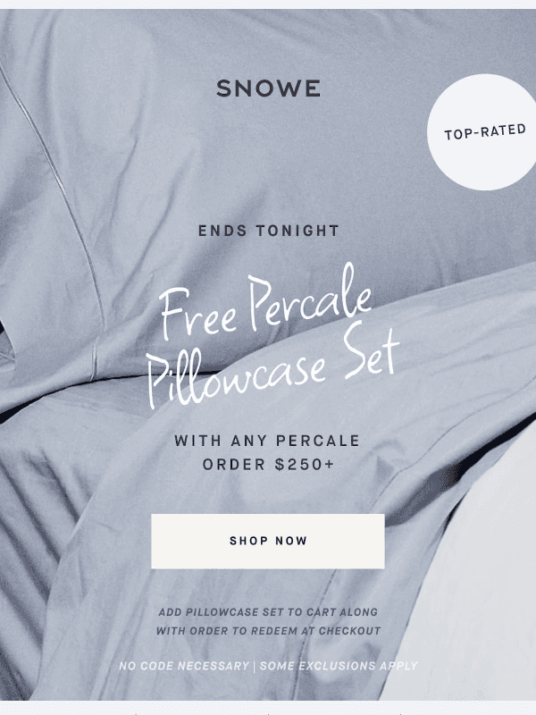 Newsletter preview: Final hours to get free Percale