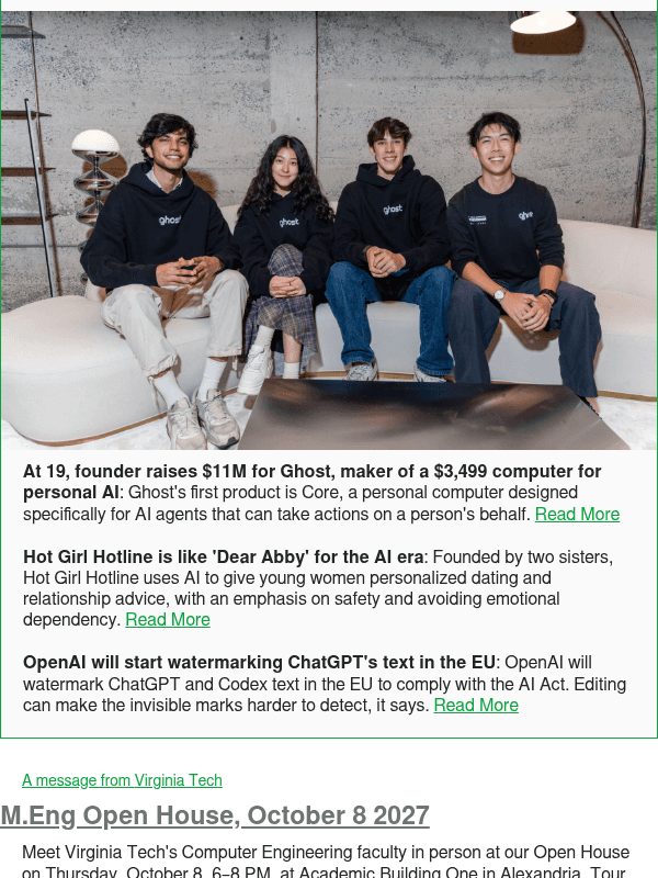 Newsletter preview: At 19, founder raises $11M for Ghost, maker of a $3,499 computer for personal AI
