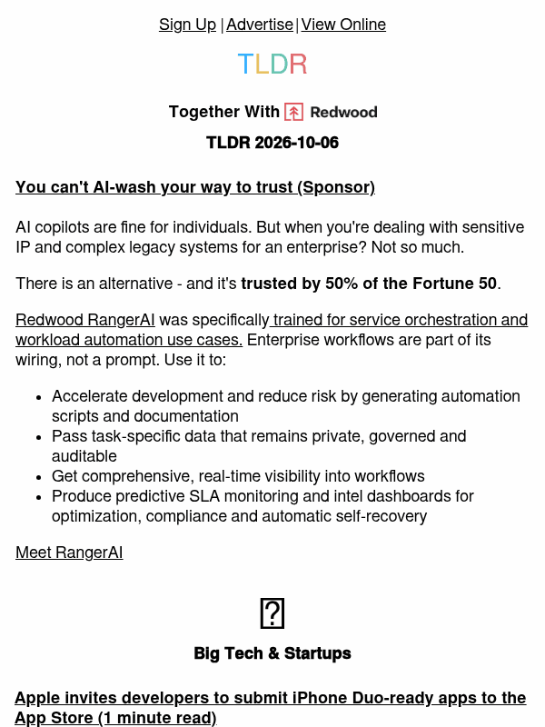 Newsletter preview: iPhone Duo apps 📱, Google Docs markdown 📝, ephemeral testing 👨‍💻
