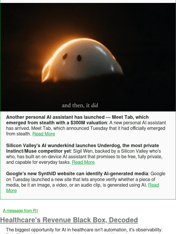 Newsletter preview: Another personal AI assistant has launched — Meet Tab, which emerged from stealth with a $300M valuation