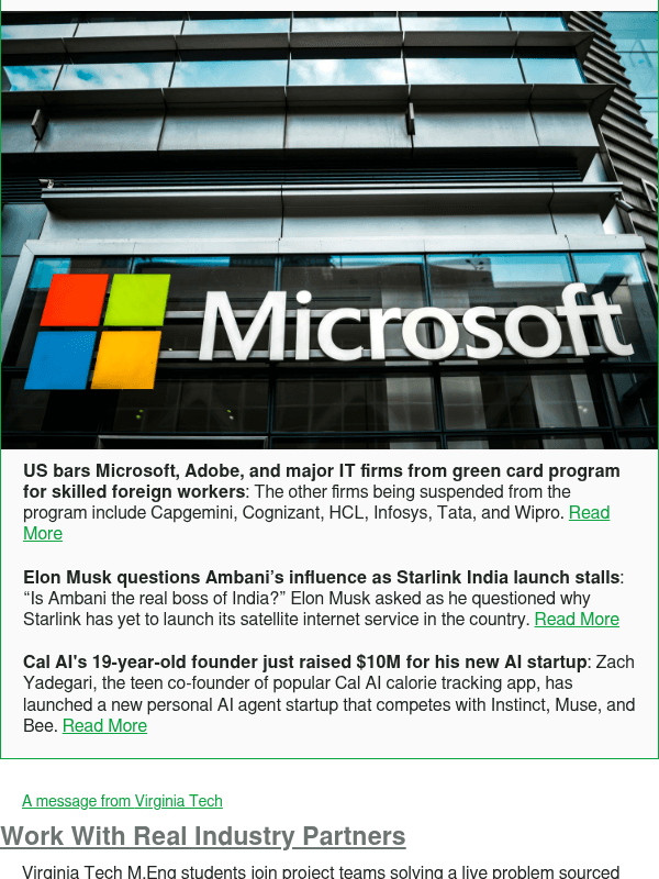 Newsletter preview: US bars Microsoft, Adobe, and major IT firms from green card program for skilled foreign workers