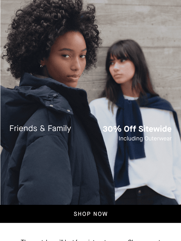 Newsletter preview: 30% Off Outerwear