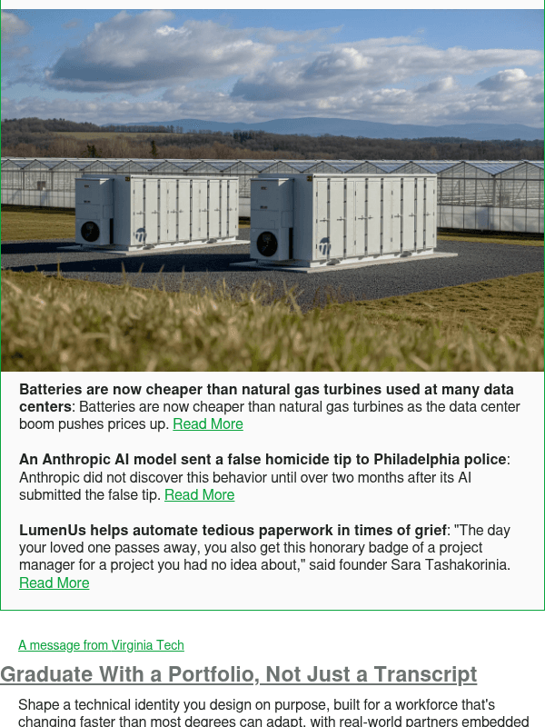Newsletter preview: Batteries are now cheaper than natural gas turbines used at many data centers