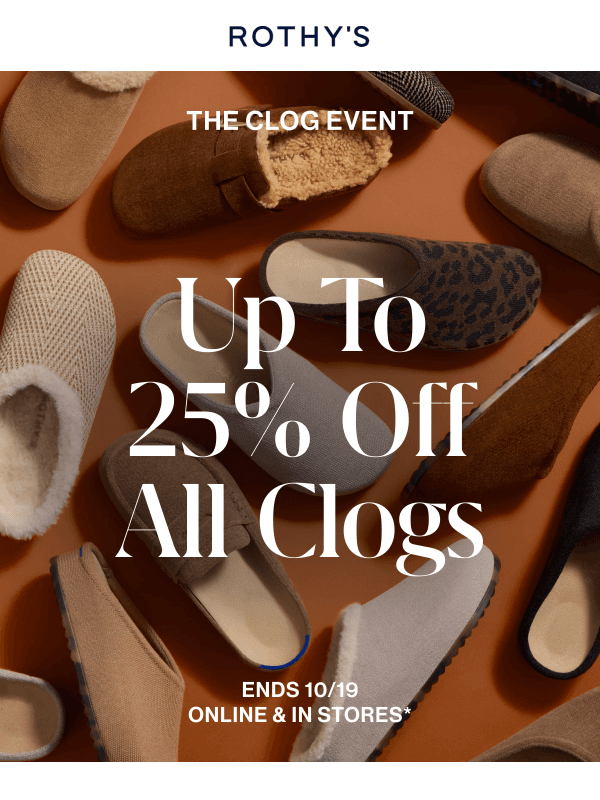 Newsletter preview: ALL CLOGS ON SALE