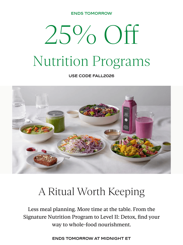 Newsletter preview: 25% Off Nutrition Program Ends Tomorrow
